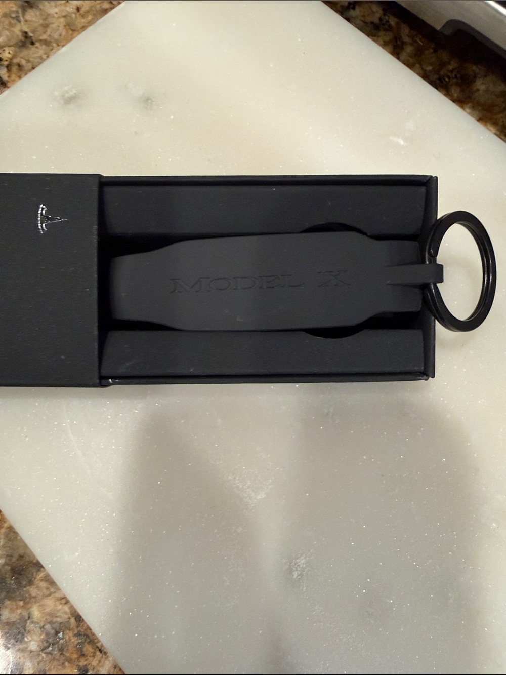 Tesla Model X Black Silicone Keyring Strap with Metal Ring